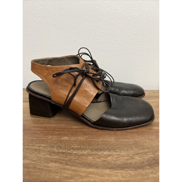 Ernesto Dolani lace up leather block heels square toe shoes EU 40 boho Mary Jane - Picture 1 of 12